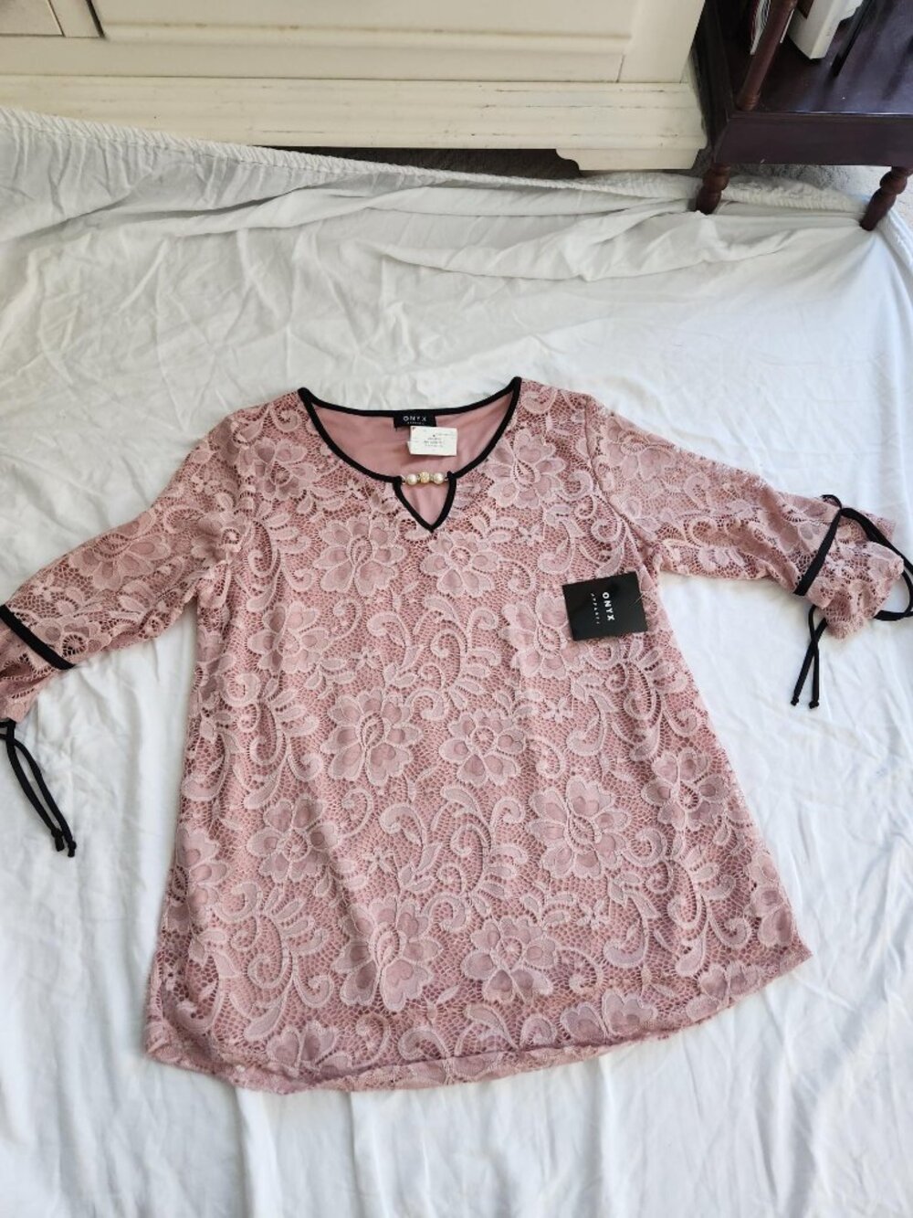 Onyx Lace Blouse Large pale rose Boho Feminine